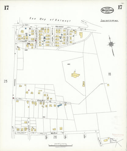 Sanborn Fire Insurance Map from Watertown, Middlesex County, Massachusetts (1923), Sheet #0017 - Complete Map Set gallery image, historic Sanborn map, vintage wall art, Massachusetts Massachusetts