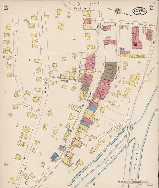 Sanborn Fire Insurance Map from Galeton, Potter County, Pennsylvania (1923), Sheet #0002 - Historic Sanborn Fire Insurance Map Print, vintage old map wall art, antique decor, genealogy gift, Pennsylvania Pennsylvania map