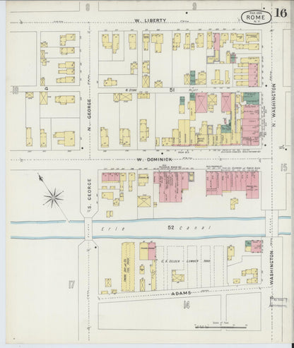 Sanborn Fire Insurance Map from Rome, Oneida County, New York (1894), Sheet #0016 - Historic Sanborn Fire Insurance Map Print, vintage old map wall art, antique decor, genealogy gift, New York New York map