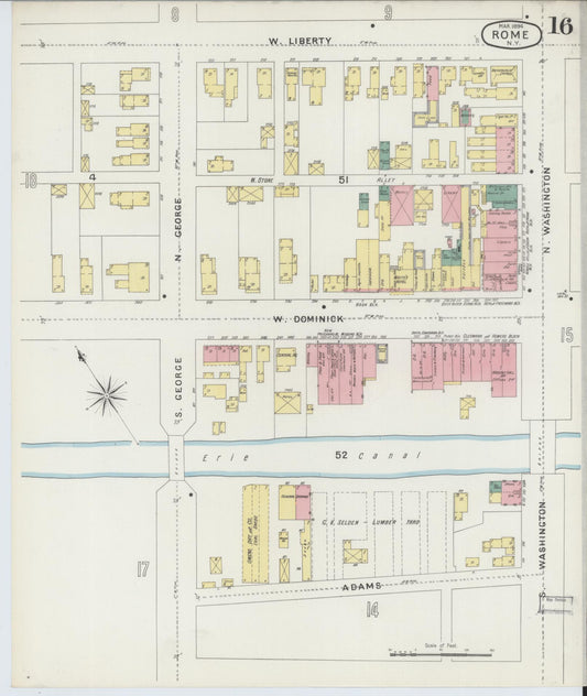 Sanborn Fire Insurance Map from Rome, Oneida County, New York (1894), Sheet #0016 - Historic Sanborn Fire Insurance Map Print, vintage old map wall art, antique decor, genealogy gift, New York New York map