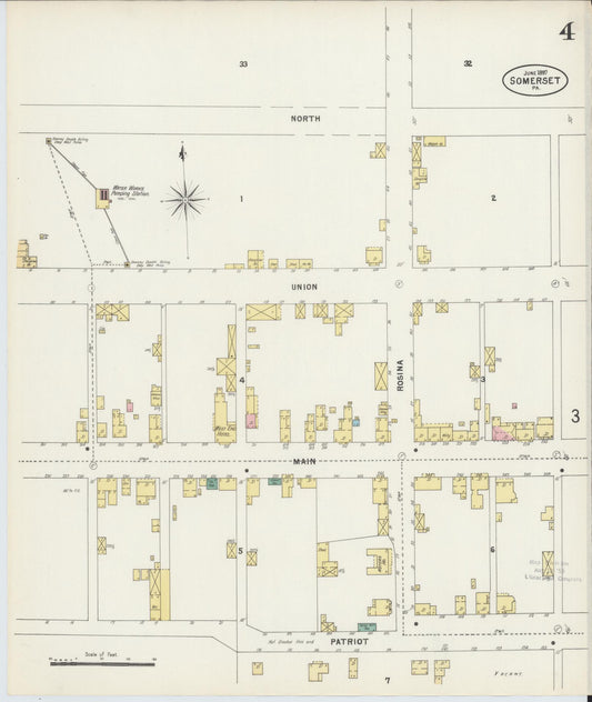 Sanborn Fire Insurance Map from Somerset, Somerset County, Pennsylvania (1897), Sheet #0004 - Historic Sanborn Fire Insurance Map Print, vintage old map wall art, antique decor, genealogy gift, Pennsylvania Pennsylvania map