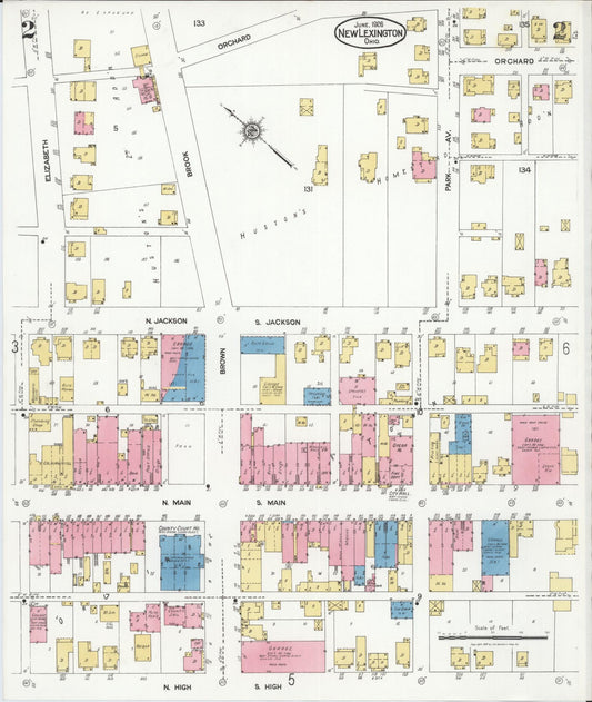Sanborn Fire Insurance Map from New Lexington, Perry County, Ohio (1926), Sheet #0002 - Historic Sanborn Fire Insurance Map Print, vintage old map wall art, antique decor, genealogy gift, Ohio Ohio map