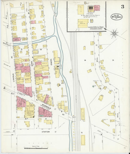 Sanborn Fire Insurance Map from McDonald, Washington County, Pennsylvania (1908), Sheet #0003 - Complete Map Set gallery image, historic Sanborn map, vintage wall art, Pennsylvania Pennsylvania