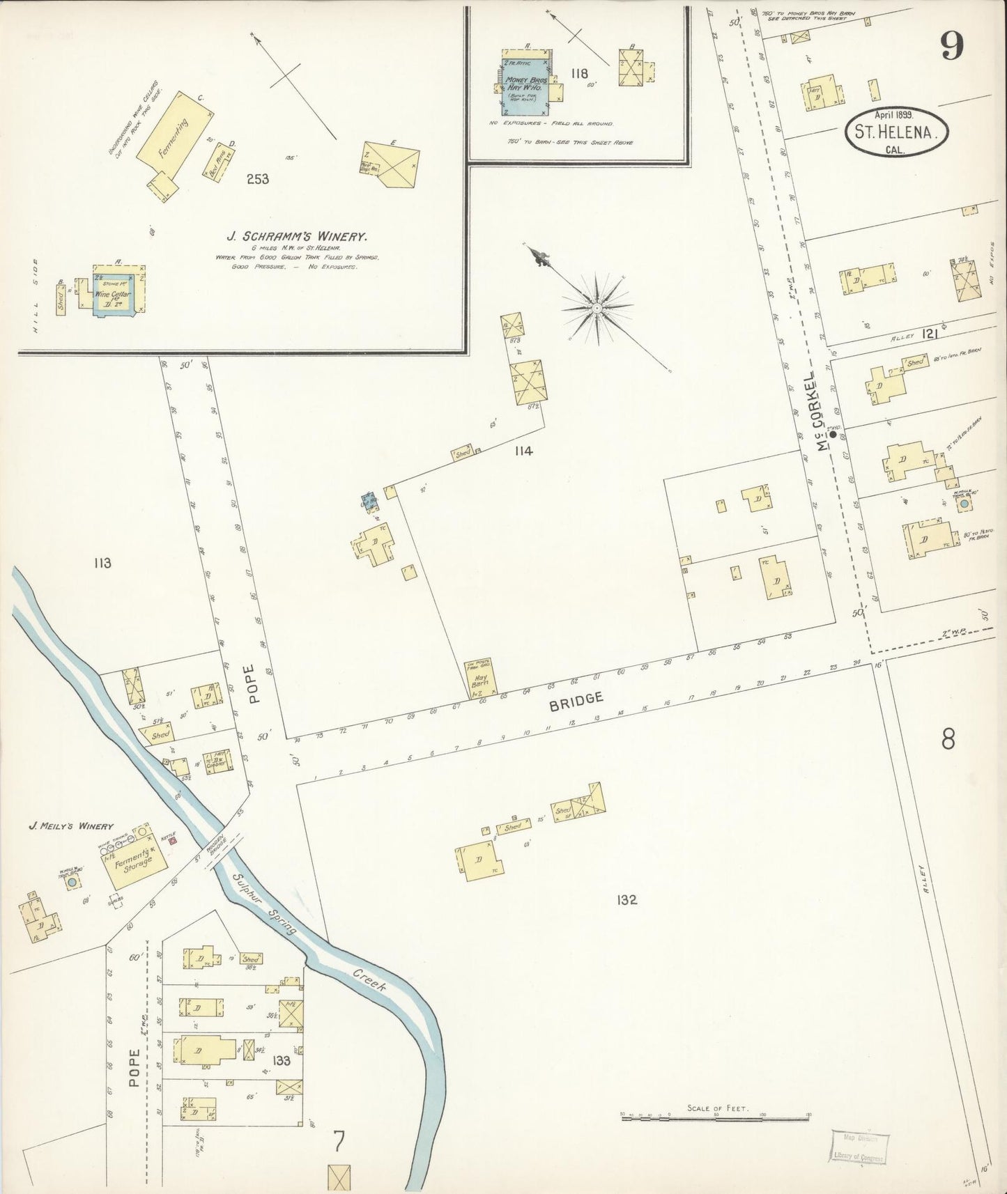 Sanborn Fire Insurance Map from Saint Helena, Napa County, California (1899), Sheet #0009 - Complete Map Set gallery image, historic Sanborn map, vintage wall art, California California