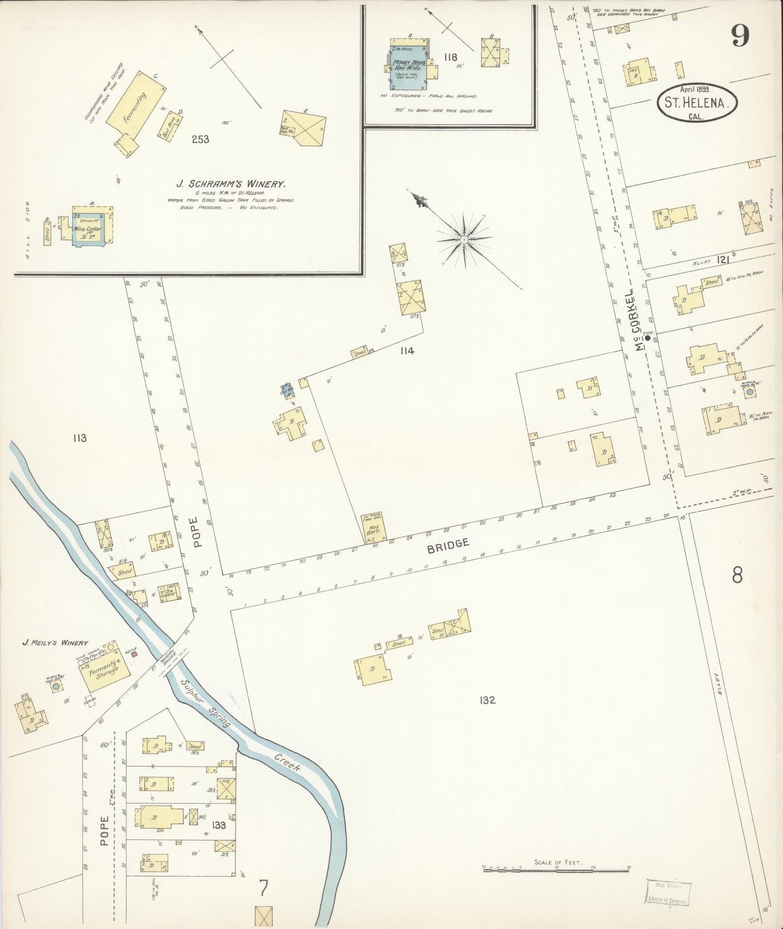 Sanborn Fire Insurance Map from Saint Helena, Napa County, California (1899), Sheet #0009 - Complete Map Set gallery image, historic Sanborn map, vintage wall art, California California