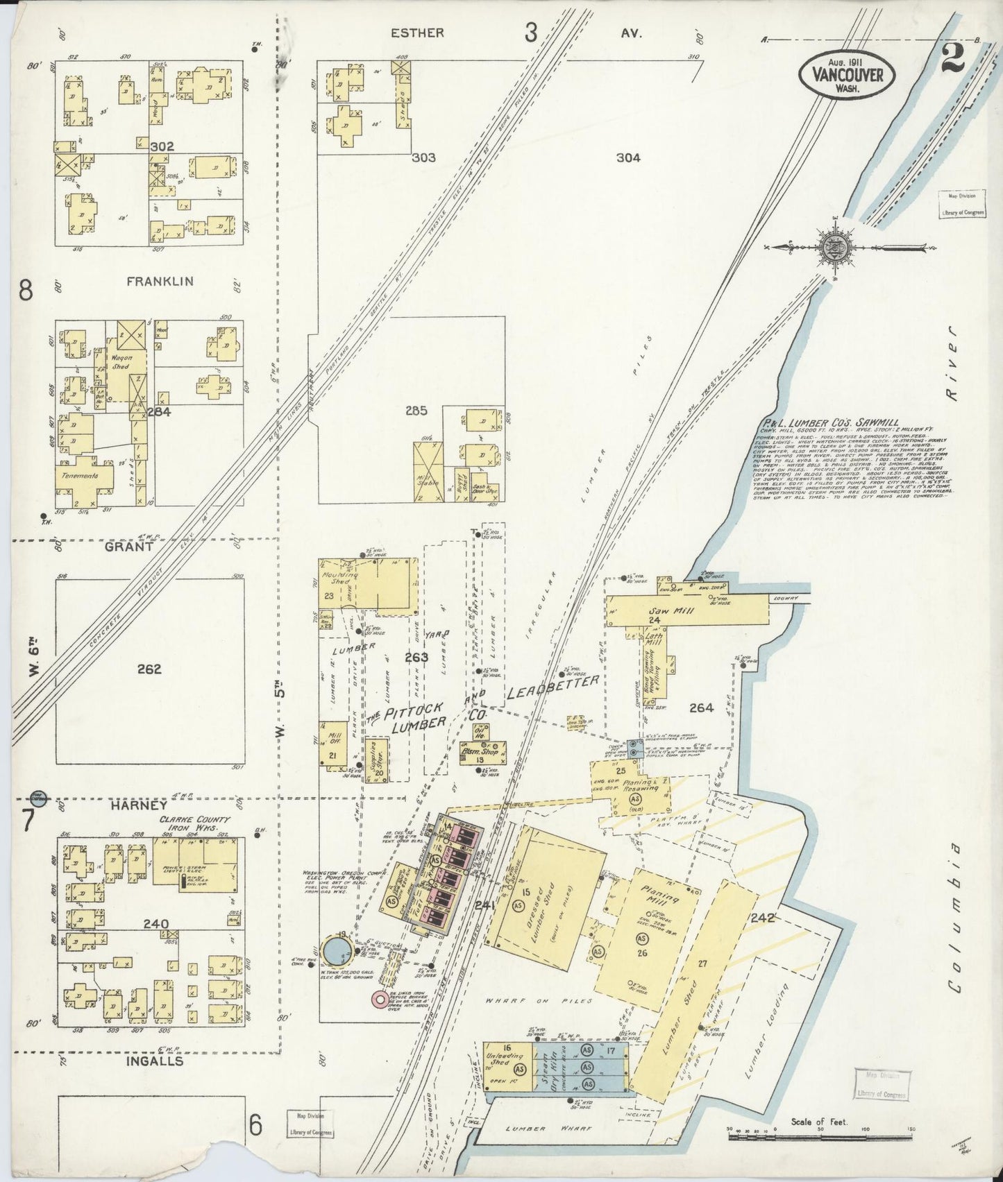 Sanborn Fire Insurance Map from Vancouver, Clark County, Washington (1911), Sheet #0002 - Complete Map Set gallery image, historic Sanborn map, vintage wall art, Washington Washington