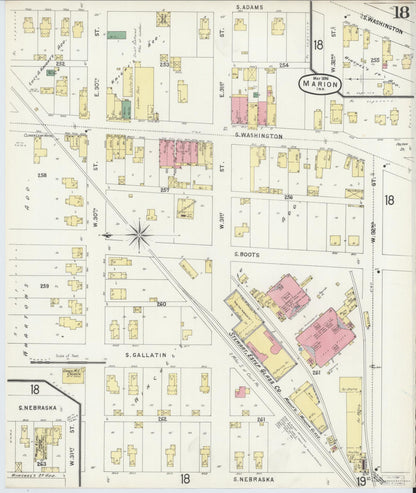 Sanborn Fire Insurance Map from Marion, Grant County, Indiana (1896), Sheet #0018 - Historic Sanborn Fire Insurance Map Print, vintage old map wall art, antique decor, genealogy gift, Indiana Indiana map