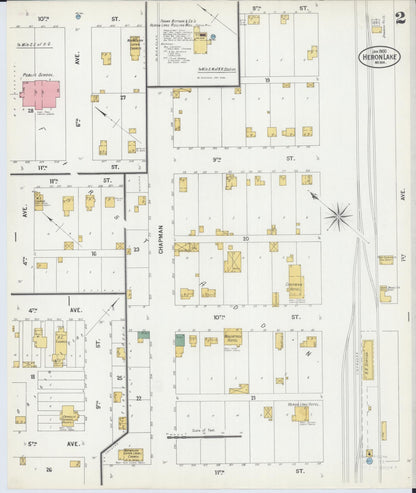 Sanborn Fire Insurance Map from Heron Lake, Jackson County, Minnesota (1900), Sheet #0002 - Historic Sanborn Fire Insurance Map Print, vintage old map wall art, antique decor, genealogy gift, Minnesota Minnesota map