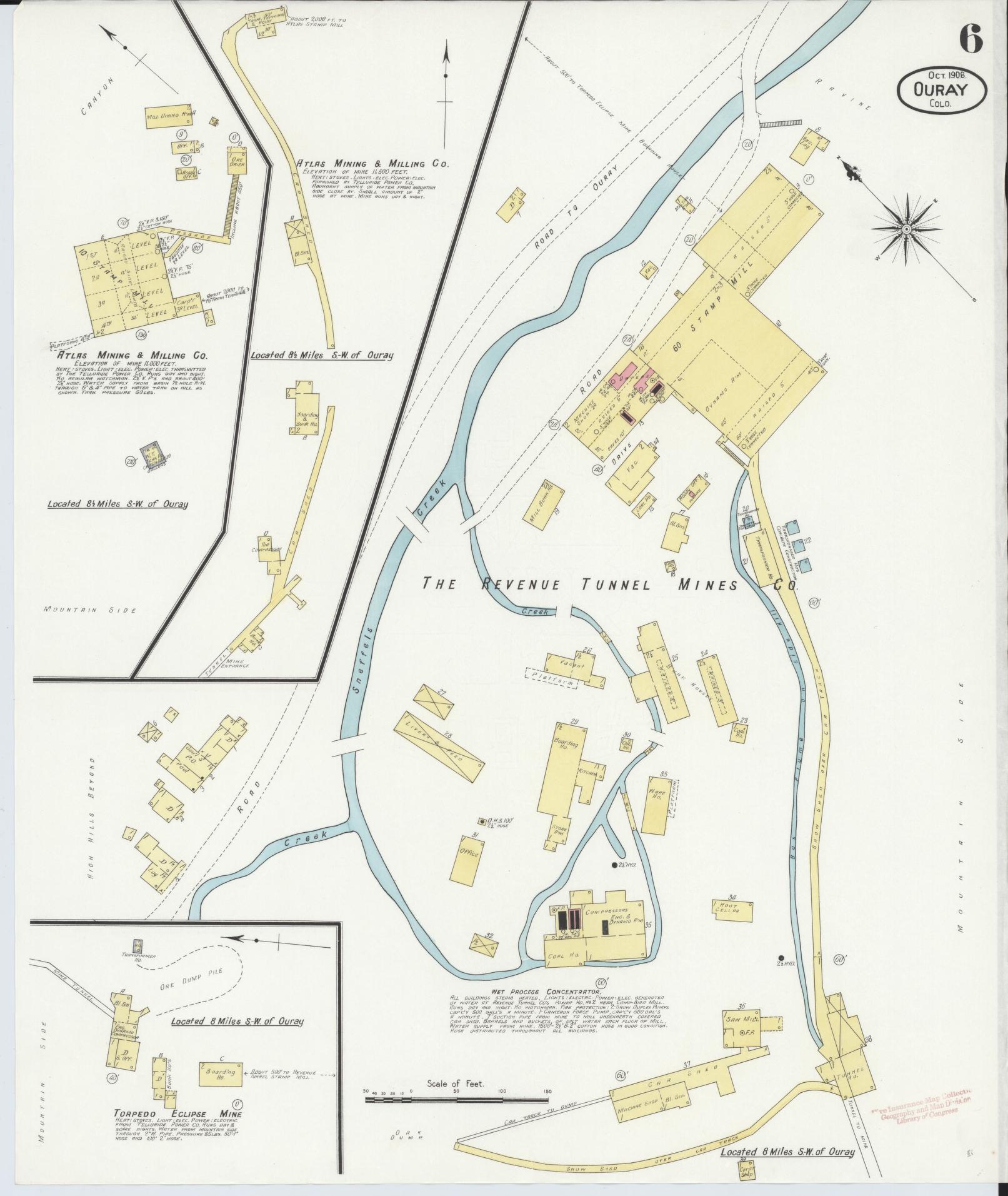 Sanborn Fire Insurance Map from Ouray, Ouray County, Colorado (1908), Sheet #0006 - Historic Sanborn Fire Insurance Map Print, vintage old map wall art, antique decor, genealogy gift, Colorado Colorado map