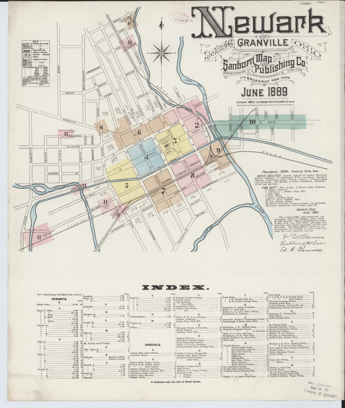 Sanborn Fire Insurance Map from Newark, Licking County, Ohio (1889), Sheet #0001 - Complete Map Set gallery image, historic Sanborn map, vintage wall art, Ohio Ohio