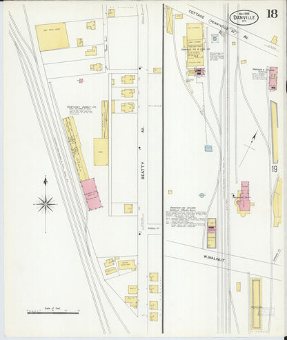 Sanborn Fire Insurance Map from Danville, Boyle County, Kentucky (1908), Sheet #0018 - Complete Map Set gallery image, historic Sanborn map, vintage wall art, Kentucky Kentucky
