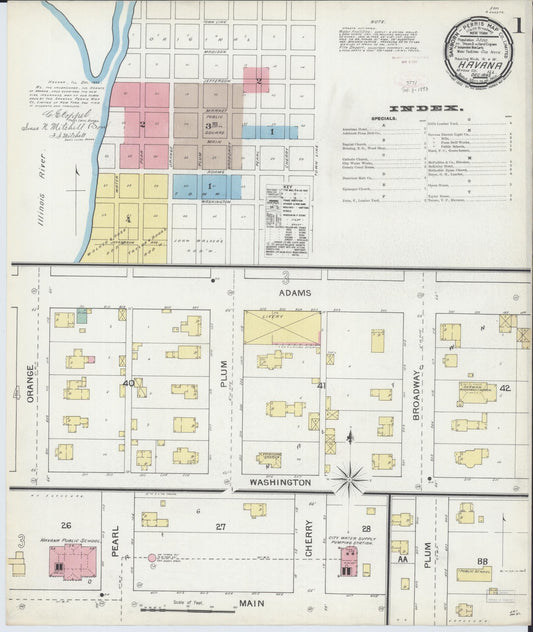 Sanborn Fire Insurance Map from Havana, Mason County, Illinois (1892), Sheet #0001 - Complete Map Set gallery image, historic Sanborn map, vintage wall art, Illinois Illinois