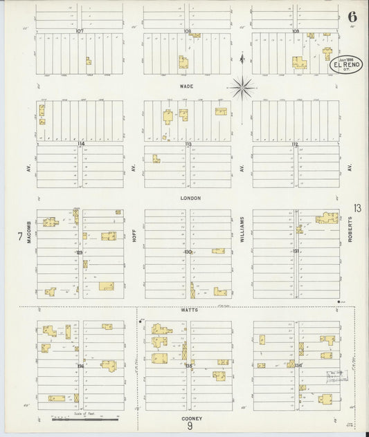 Sanborn Fire Insurance Map from El Reno, Canadian County, Oklahoma (1898), Sheet #0006 - Historic Sanborn Fire Insurance Map Print, vintage old map wall art, antique decor, genealogy gift, Oklahoma Oklahoma map