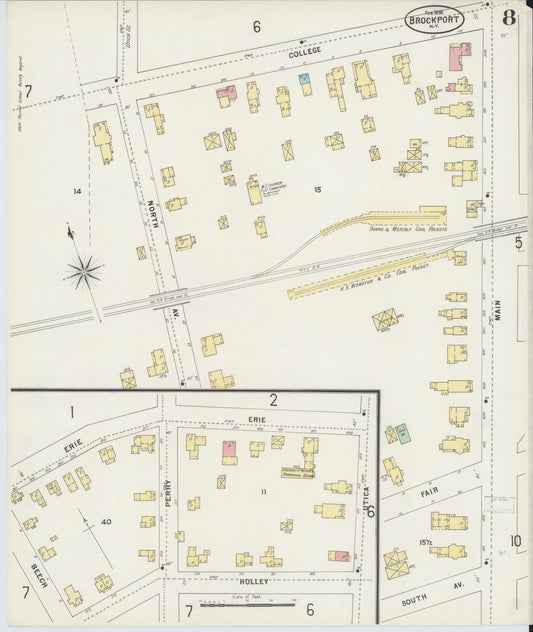 Sanborn Fire Insurance Map from Brockport, Monroe County, New York (1898), Sheet #0008 - Historic Sanborn Fire Insurance Map Print, vintage old map wall art, antique decor, genealogy gift, New York New York map