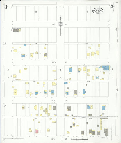 Sanborn Fire Insurance Map from Douglas, Cochise County, Arizona (1929), Sheet #0003 - Complete Map Set gallery image, historic Sanborn map, vintage wall art, Arizona Arizona