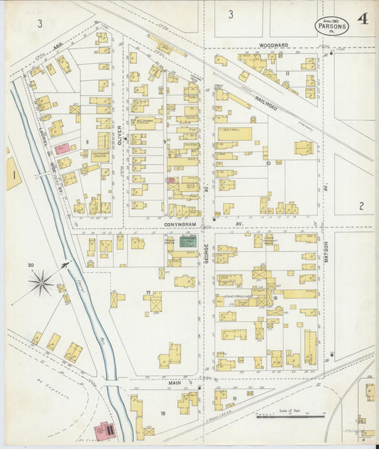 Sanborn Fire Insurance Map from Parsons, Luzerne County, Pennsylvania (1903), Sheet #0004 - Historic Sanborn Fire Insurance Map Print, vintage old map wall art, antique decor, genealogy gift, Pennsylvania Pennsylvania map