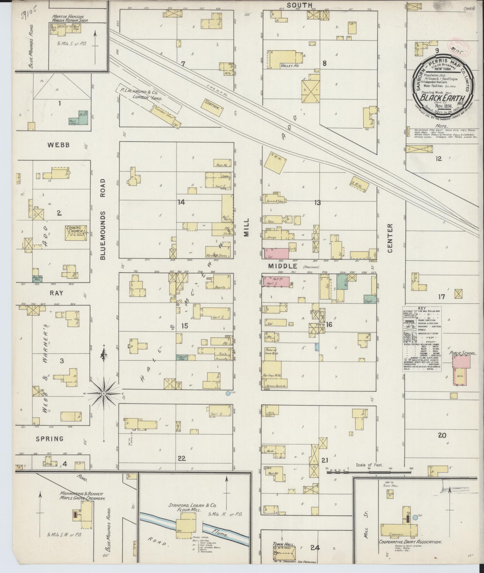 Sanborn Fire Insurance Map from Black Earth, Dane County, Wisconsin (1894), Sheet #0001 - Historic Sanborn Fire Insurance Map Print, vintage old map wall art, antique decor, genealogy gift, Wisconsin Wisconsin map