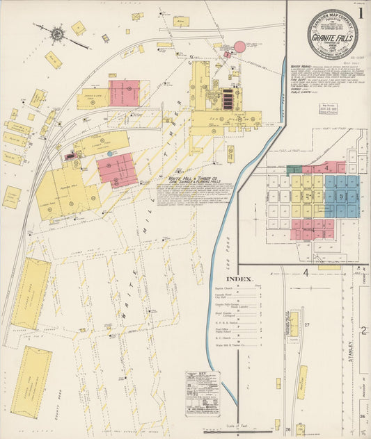 Sanborn Fire Insurance Map from Granite Falls, Snohomish County, Washington (1917), Sheet #0001 - Historic Sanborn Fire Insurance Map Print, vintage old map wall art, antique decor, genealogy gift, Washington Washington map