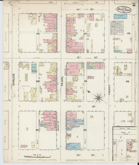 Sanborn Fire Insurance Map from Boulder, Boulder County, Colorado (1883), Sheet #0002 - Historic Sanborn Fire Insurance Map Print, vintage old map wall art, antique decor, genealogy gift, Colorado Colorado map
