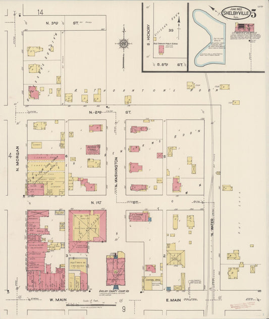 Sanborn Fire Insurance Map from Shelbyville, Shelby County, Illinois (1922), Sheet #0005 - Historic Sanborn Fire Insurance Map Print, vintage old map wall art, antique decor, genealogy gift, Illinois Illinois map