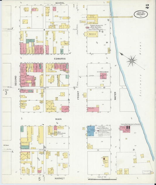 Sanborn Fire Insurance Map from Henry, Marshall County, Illinois (1907), Sheet #0002 - Historic Sanborn Fire Insurance Map Print, vintage old map wall art, antique decor, genealogy gift, Illinois Illinois map