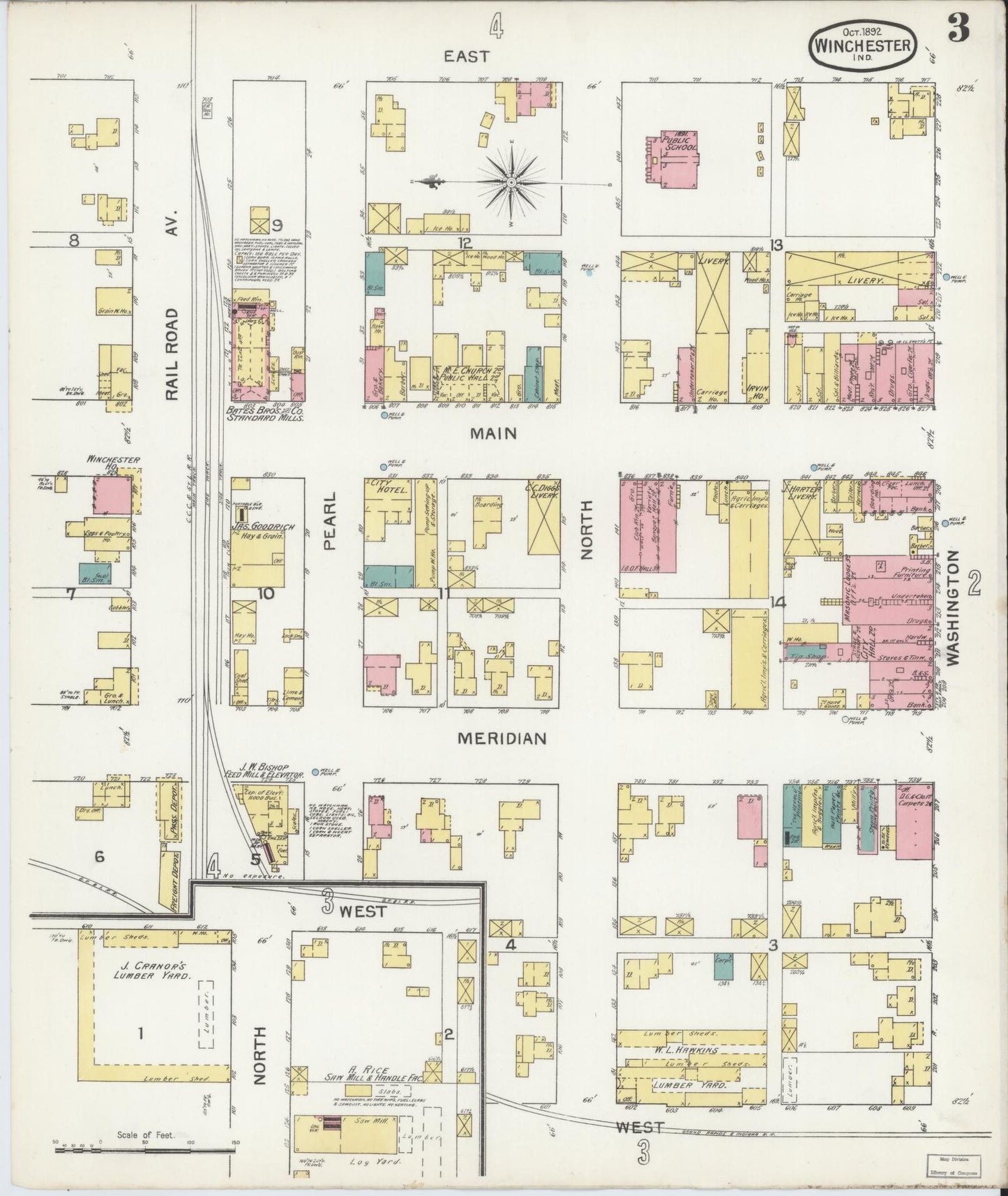 Sanborn Fire Insurance Map from Winchester, Randolph County, Indiana (1892), Sheet #0003 - Complete Map Set gallery image, historic Sanborn map, vintage wall art, Indiana Indiana