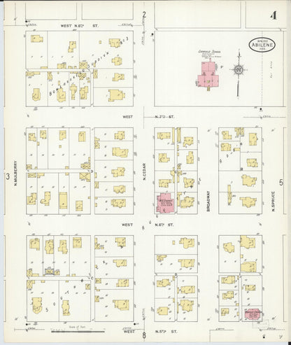 Sanborn Fire Insurance Map from Abilene, Dickinson County, Kansas (1912), Sheet #0004 - Complete Map Set gallery image, historic Sanborn map, vintage wall art, Kansas Kansas
