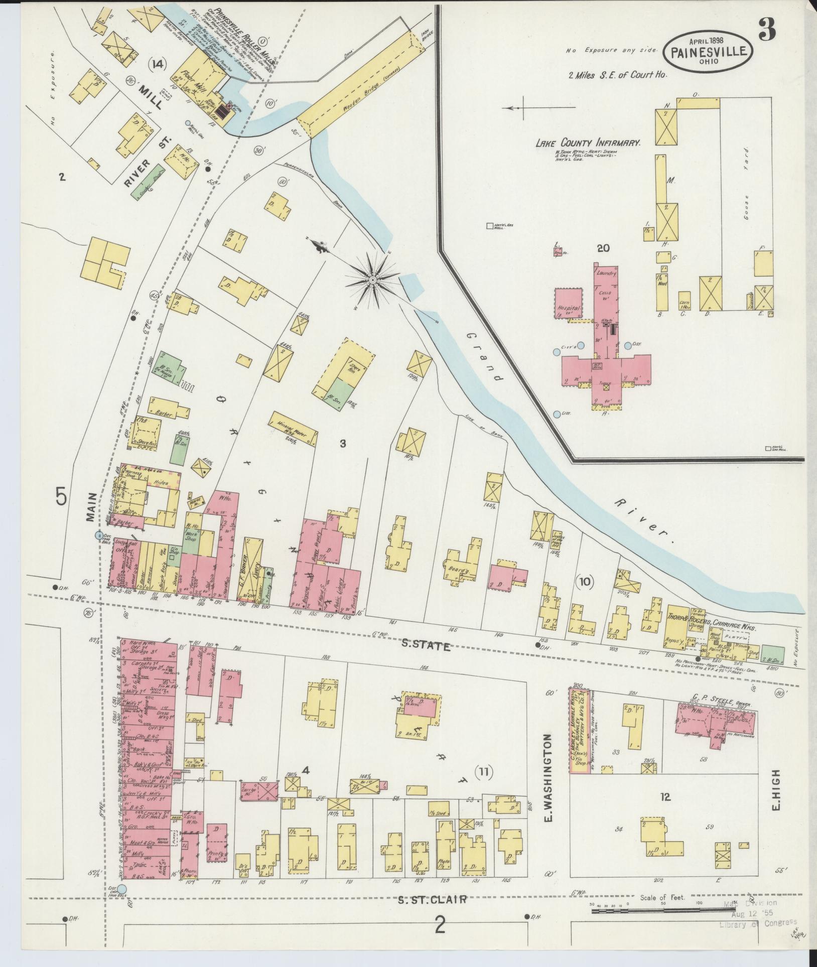 Sanborn Fire Insurance Map from Painesville, Lake County, Ohio (1898), Sheet #0003 - Complete Map Set gallery image, historic Sanborn map, vintage wall art, Ohio Ohio