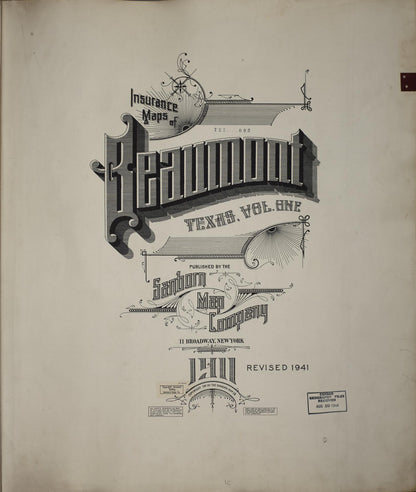Sanborn Fire Insurance Map from Beaumont, Jefferson County, Texas (1951), Sheet #0001 - Historic Sanborn Fire Insurance Map Print, vintage old map wall art, antique decor, genealogy gift, Texas Texas map