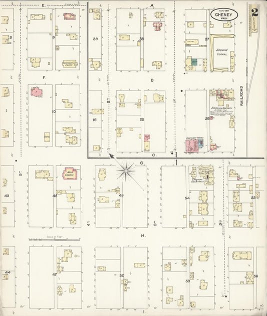 Sanborn Fire Insurance Map from Cheney, Spokane County, Washington (1897), Sheet #0002 - Historic Sanborn Fire Insurance Map Print, vintage old map wall art, antique decor, genealogy gift, Washington Washington map