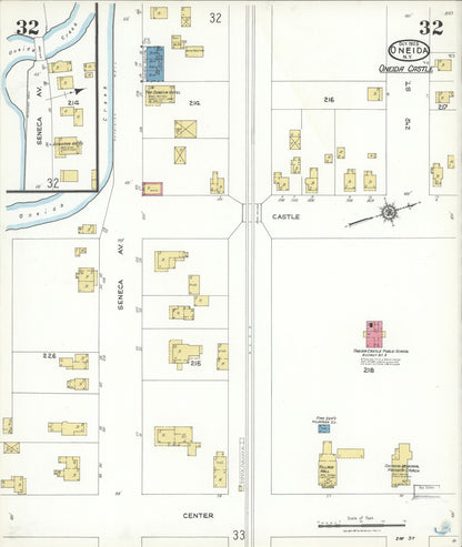 Sanborn Fire Insurance Map from Oneida, Madison County, New York (1923), Sheet #0032 - Historic Sanborn Fire Insurance Map Print, vintage old map wall art, antique decor, genealogy gift, New York New York map
