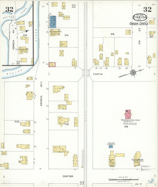 Sanborn Fire Insurance Map from Oneida, Madison County, New York (1923), Sheet #0032 - Historic Sanborn Fire Insurance Map Print, vintage old map wall art, antique decor, genealogy gift, New York New York map