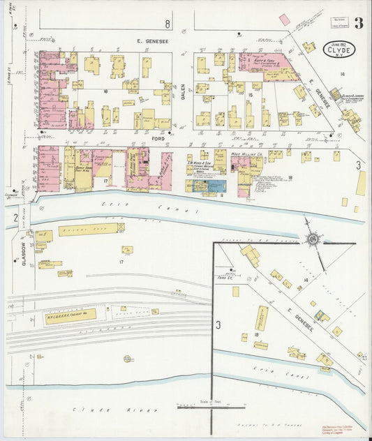 Sanborn Fire Insurance Map from Clyde, Wayne County, New York (1912), Sheet #0003 - Historic Sanborn Fire Insurance Map Print, vintage old map wall art, antique decor, genealogy gift, New York New York map