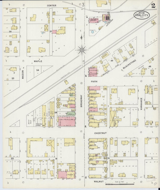 Sanborn Fire Insurance Map from Coal City, Grundy County, Illinois (1898), Sheet #0002 - Historic Sanborn Fire Insurance Map Print, vintage old map wall art, antique decor, genealogy gift, Illinois Illinois map