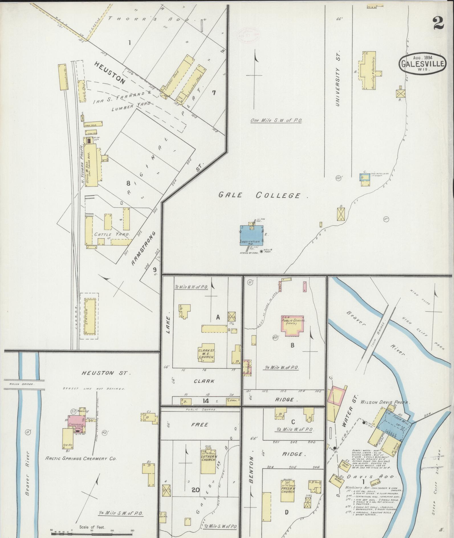 Sanborn Fire Insurance Map from Galesville, Trempealeau County, Wisconsin (1894), Sheet #0002 - Complete Map Set gallery image, historic Sanborn map, vintage wall art, Wisconsin Wisconsin