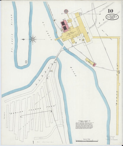 Sanborn Fire Insurance Map from Cloquet, Carlton County, Minnesota (1897), Sheet #0010 - Historic Sanborn Fire Insurance Map Print, vintage old map wall art, antique decor, genealogy gift, Minnesota Minnesota map