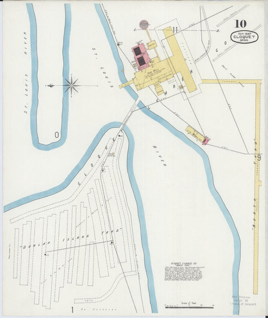 Sanborn Fire Insurance Map from Cloquet, Carlton County, Minnesota (1897), Sheet #0010 - Historic Sanborn Fire Insurance Map Print, vintage old map wall art, antique decor, genealogy gift, Minnesota Minnesota map
