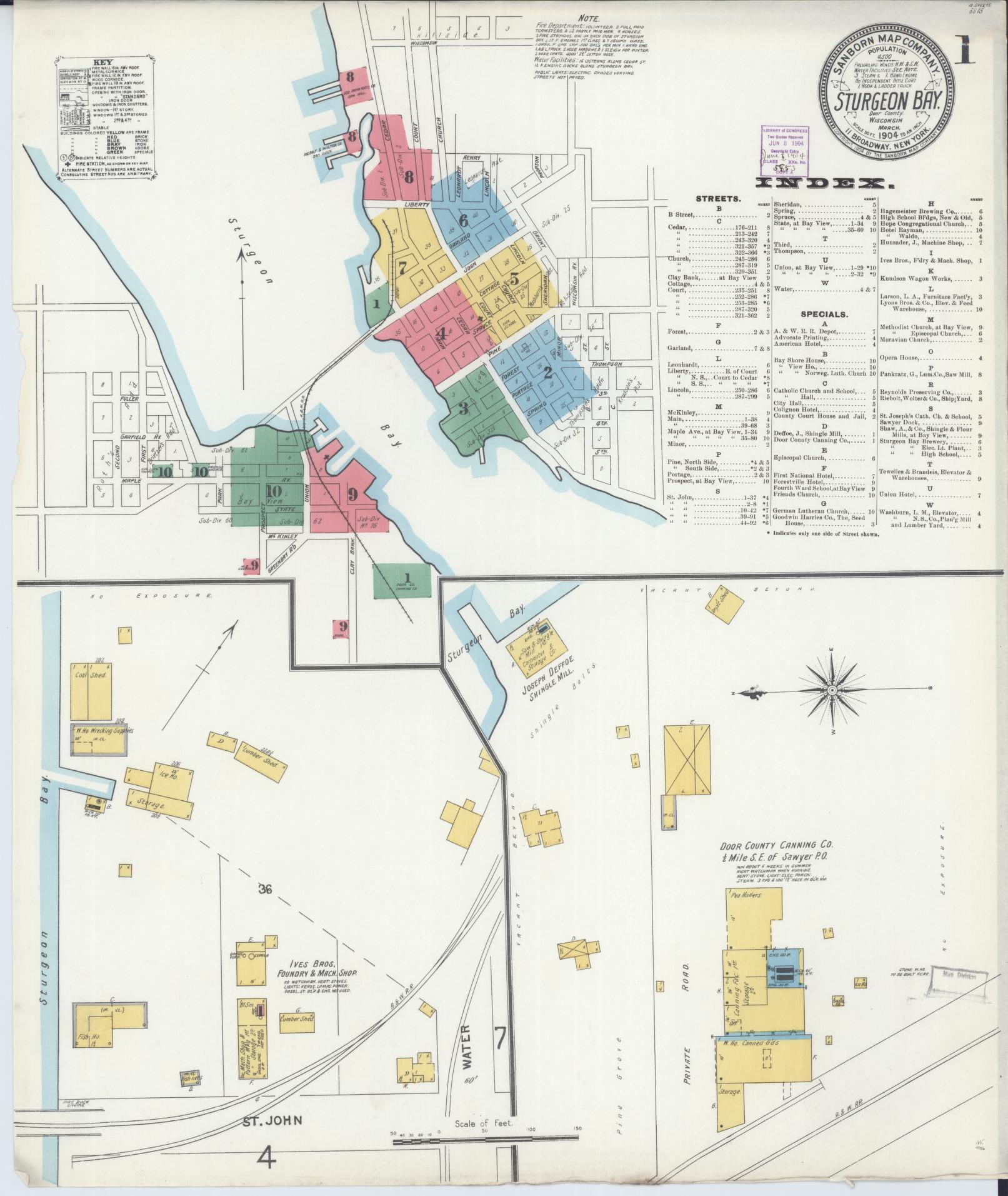 Sturgeon Bay, Door County, Wisconsin (1904) – Sanborn Fire Insurance Map – Map View