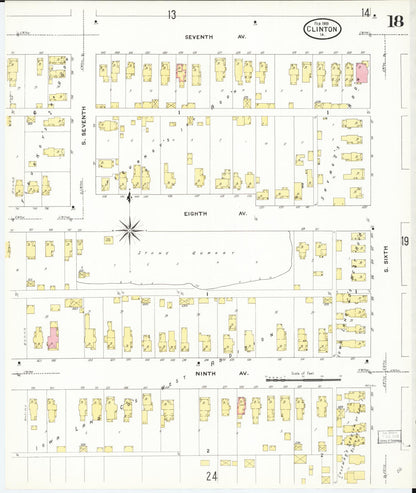 Sanborn Fire Insurance Map from Clinton, Clinton County, Iowa (1909), Sheet #0018 - Historic Sanborn Fire Insurance Map Print