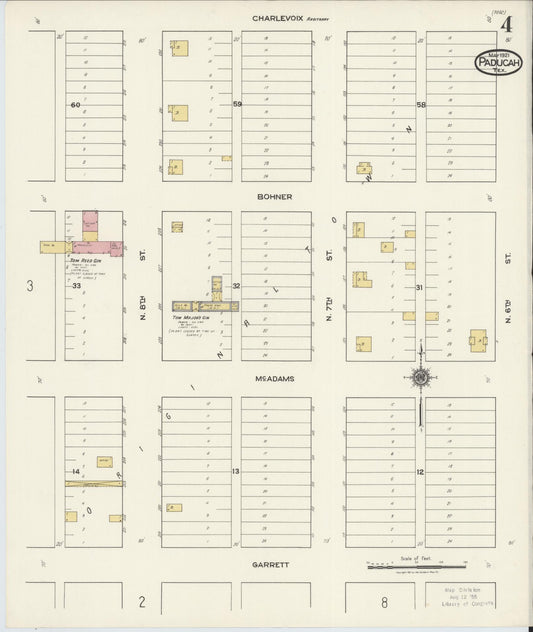 Sanborn Fire Insurance Map from Paducah, Cottle County, Texas (1921), Sheet #0004 - Historic Sanborn Fire Insurance Map Print, vintage old map wall art, antique decor, genealogy gift, Texas Texas map
