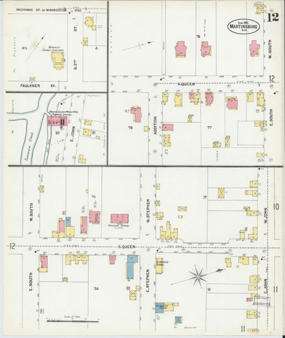 Sanborn Fire Insurance Map from Martinsburg, Berkeley County, West Virginia (1902), Sheet #0012 - Complete Map Set gallery image, historic Sanborn map, vintage wall art, West Virginia West Virginia