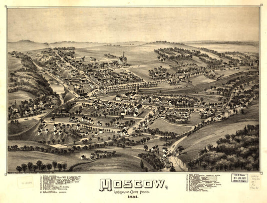 Moscow, Lackawanna County, Penn'a. 1891 (1891) – Historic Bird’s-Eye View Panorama Print