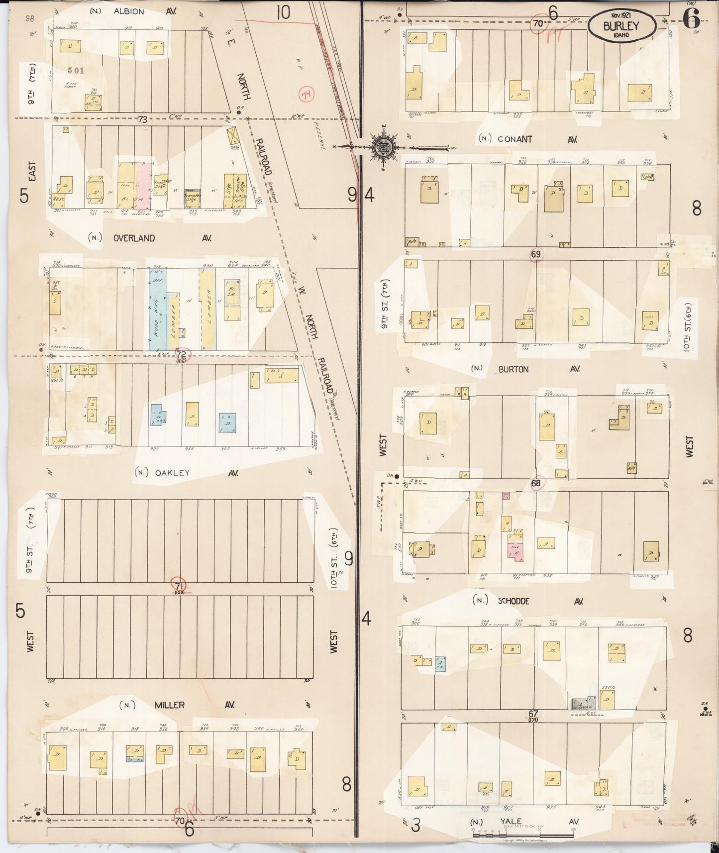 Sanborn Fire Insurance Map from Burley, Cassia County, Idaho (1949), Sheet #0006 - Complete Map Set gallery image, historic Sanborn map, vintage wall art, Idaho Idaho