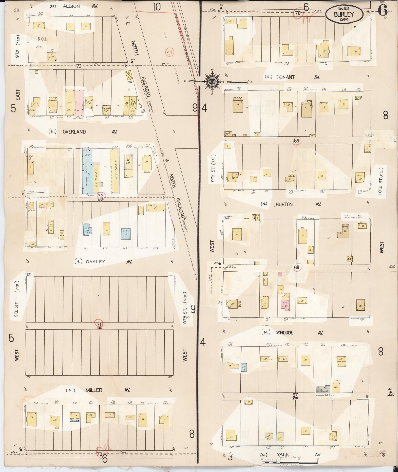 Sanborn Fire Insurance Map from Burley, Cassia County, Idaho (1949), Sheet #0006 - Complete Map Set gallery image, historic Sanborn map, vintage wall art, Idaho Idaho