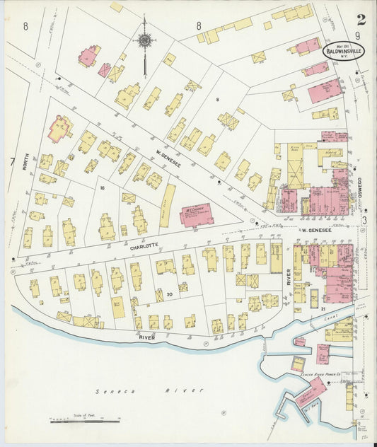 Sanborn Fire Insurance Map from Baldwinsville, Onondaga County, New York (1911), Sheet #0002 - Complete Map Set gallery image, historic Sanborn map, vintage wall art, New York New York
