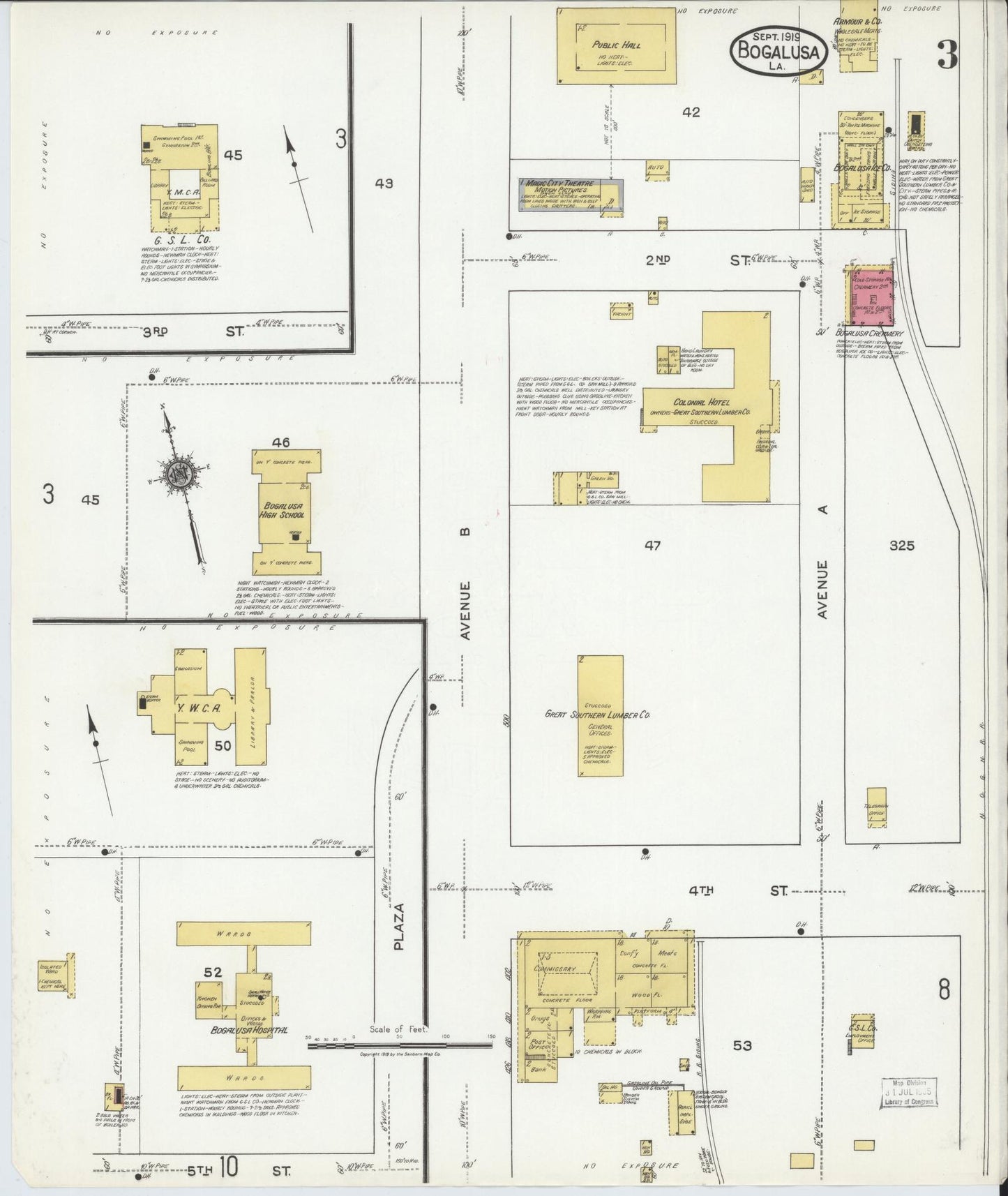 Sanborn Fire Insurance Map from Bogalusa, Washington Parish, Louisiana (1919), Sheet #0003 - Complete Map Set gallery image, historic Sanborn map, vintage wall art, Louisiana Louisiana