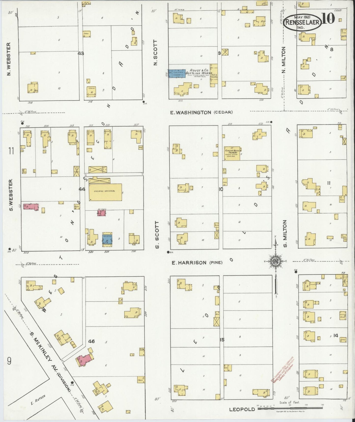 Sanborn Fire Insurance Map from Rensselaer, Jasper County, Indiana (1921), Sheet #0010 - Complete Map Set gallery image, historic Sanborn map, vintage wall art, Indiana Indiana