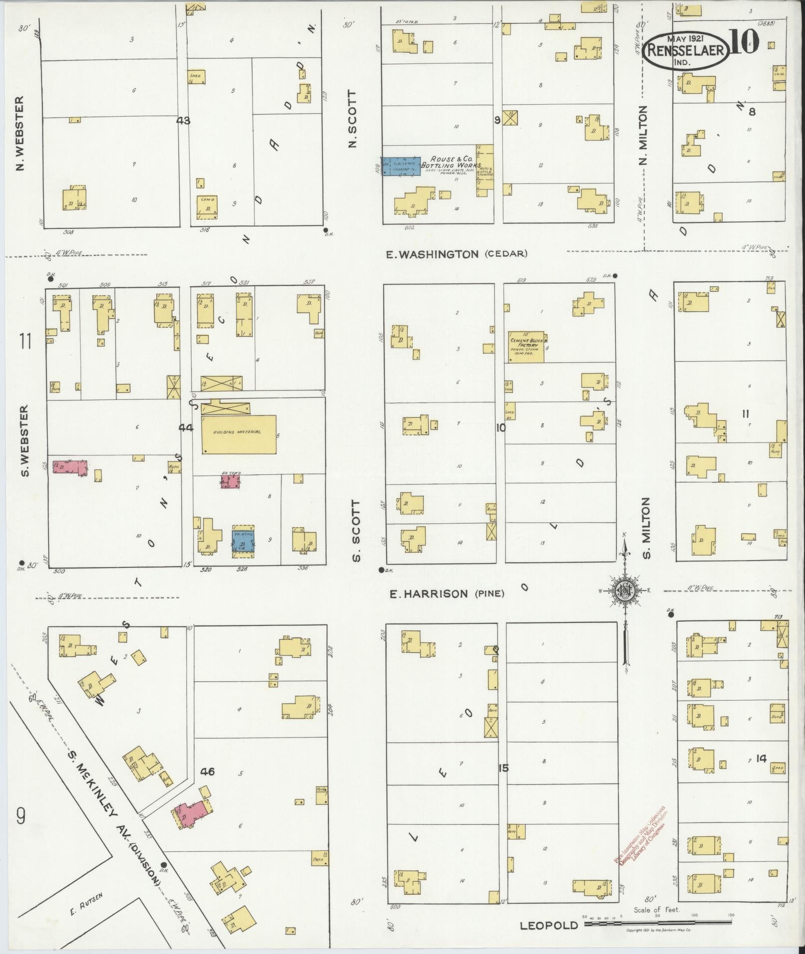 Sanborn Fire Insurance Map from Rensselaer, Jasper County, Indiana (1921), Sheet #0010 - Complete Map Set gallery image, historic Sanborn map, vintage wall art, Indiana Indiana