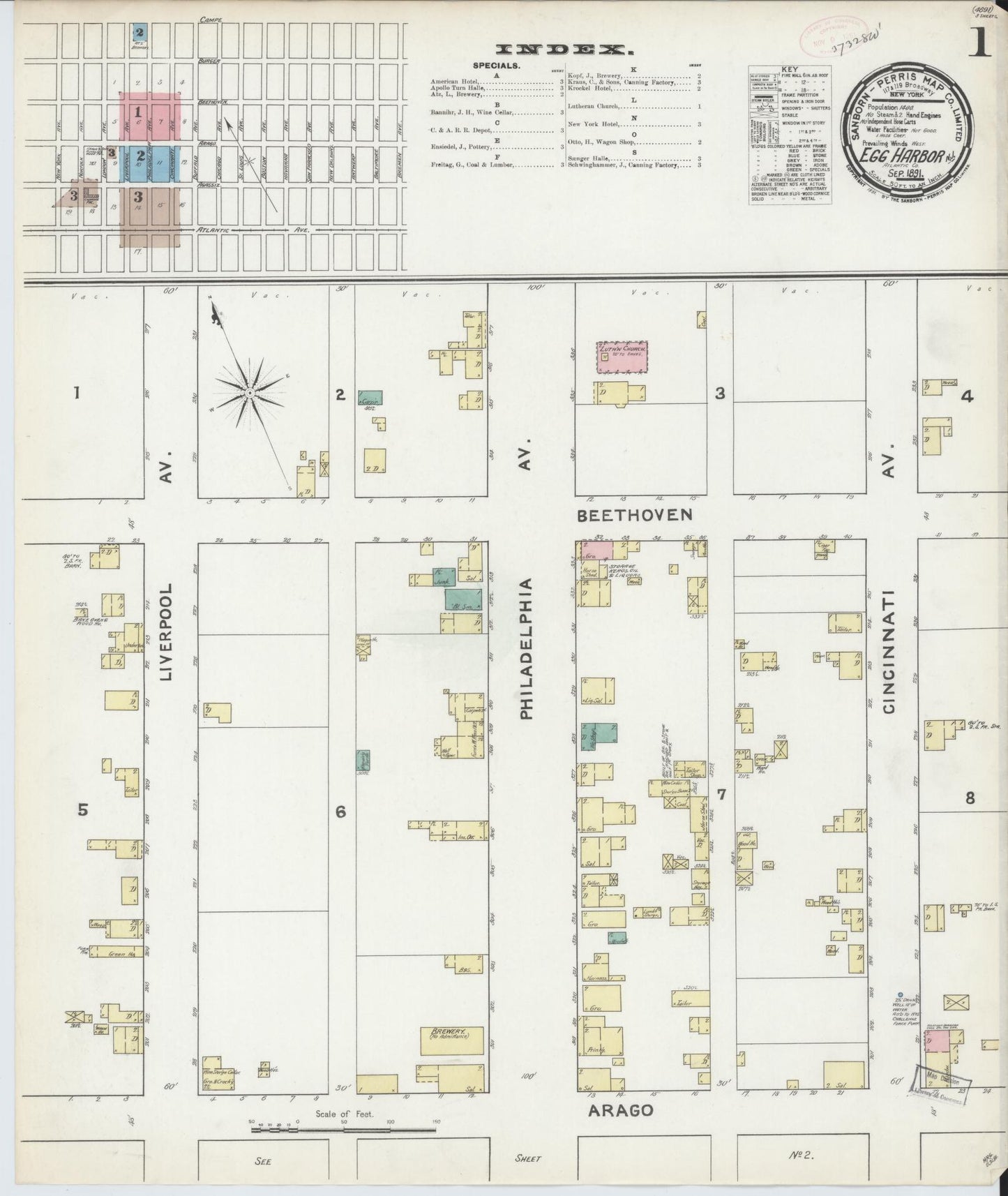 Sanborn Fire Insurance Map from Egg Harbor City, Atlantic County, New Jersey. (1891) – Historic Sanborn Fire Insurance Map Print