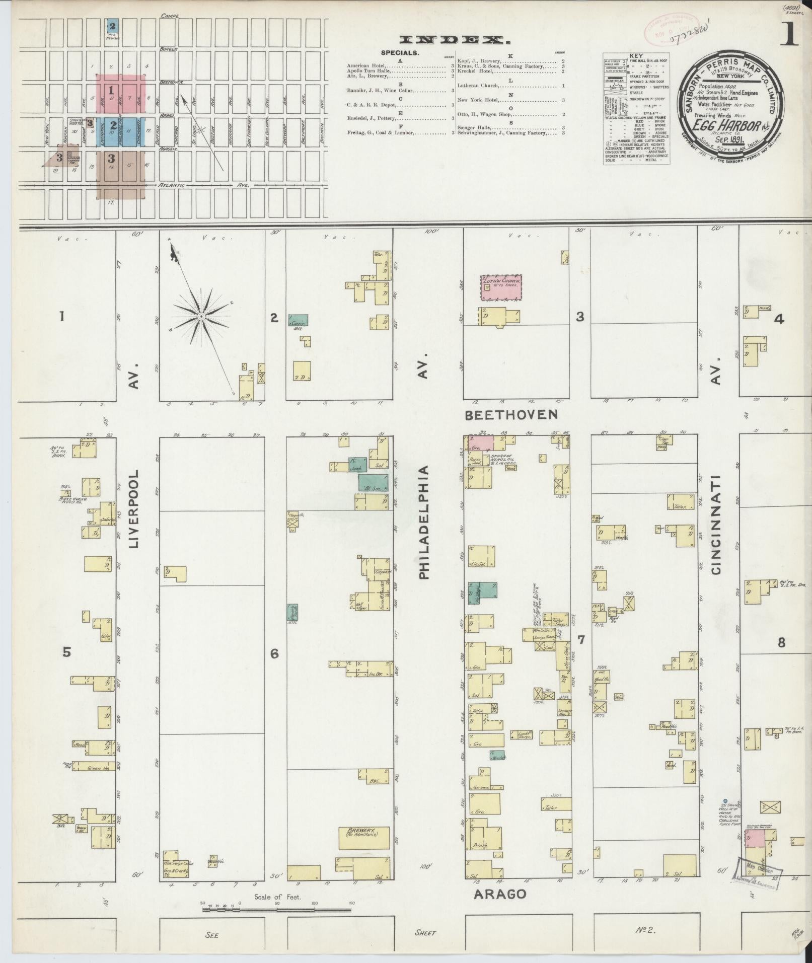 Sanborn Fire Insurance Map from Egg Harbor City, Atlantic County, New Jersey. (1891) – Historic Sanborn Fire Insurance Map Print